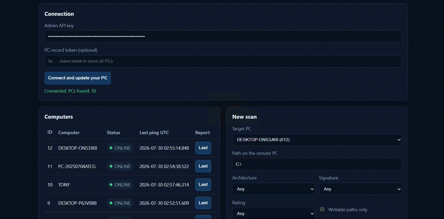 Демонстрация работы Robber-DLL-Hijack-Scanner